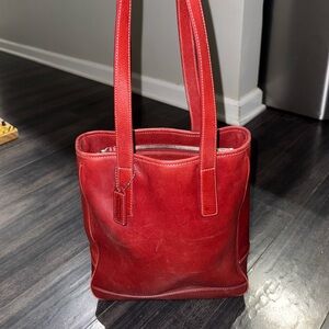 Vintage Coach red bucket bag with long handles